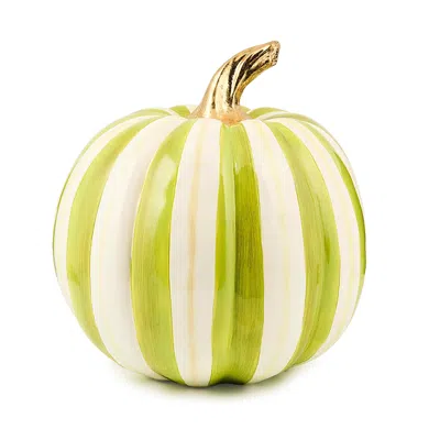 Mackenzie-childs Moss Stripe Medium Pumpkin In Green