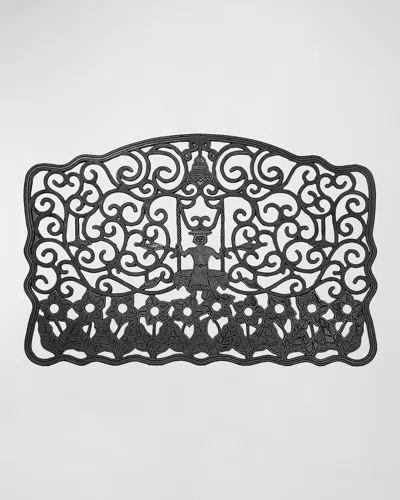 Mackenzie-childs Mrs. Powers Rubber Door Mat, 2' X 3' In Black