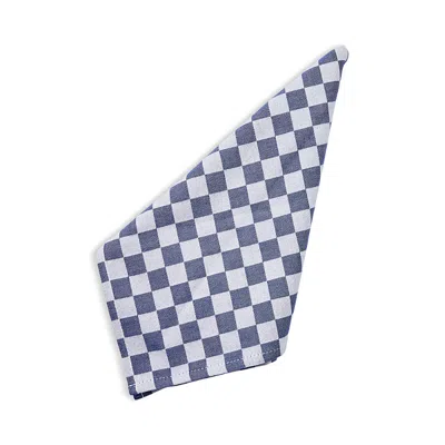Mackenzie-childs Navy Check Napkins, Set Of 4 In Blue