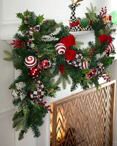 Mackenzie-childs Nick's Pick Illuminated Courtly Check Garland In Green