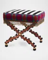Mackenzie-childs On Wall Street Stripe Cushioned Accent Stool