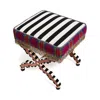 Mackenzie-childs On Wall Street Stripe Cushioned Accent Stool In Black/white Stripe