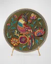 Mackenzie-childs Parakeet Beaded Tray With Stand
