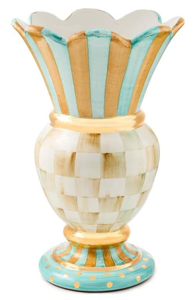 Mackenzie-childs Mackenzie Childs Parchment Check Great Ceramic Vase In Multi