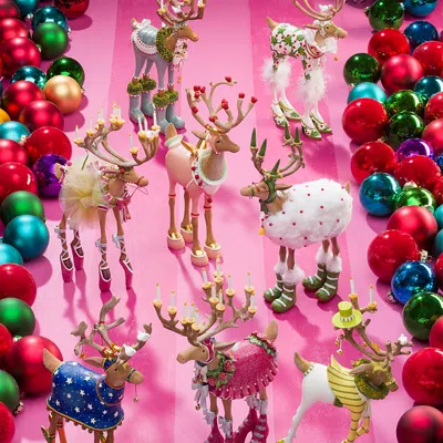 Mackenzie-childs Patience Brewster Dash Away Dancer Reindeer Figure In Multi