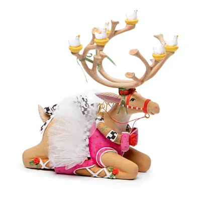 Mackenzie-childs Patience Brewster Dash Away Sitting Dancer Reindeer Figure In Multi