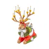 Mackenzie-childs Patience Brewster Dash Away Sitting Dasher Reindeer Figure In Multi
