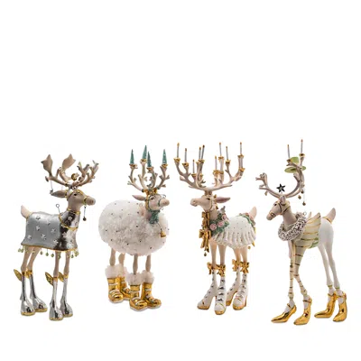 Mackenzie-childs Patience Brewster Moonbeam Reindeer Figures Set B, Set Of 4 In White