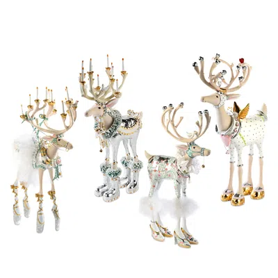 Mackenzie-childs Patience Brewster Moonbeam Reindeer Figures, Set Of 4 In White