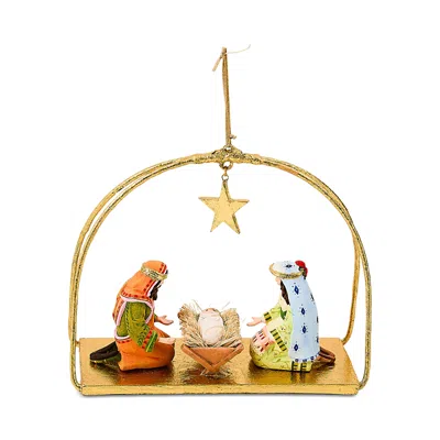 Mackenzie-childs Patience Brewster Nativity Holy Family Ornament In Multi
