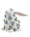 Mackenzie-childs Patience Brewster Periwinkle Peony Sitting Rabbit Figurine In Multi