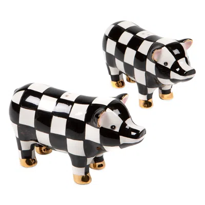 Mackenzie-childs Courtly Check Pig Salt & Pepper Set In No Color