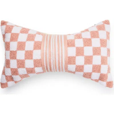 Mackenzie-childs Mackenzie Childs Pink Check Chenille Bow Throw Pillow