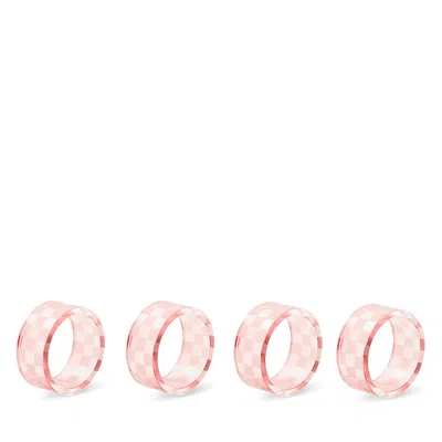 Mackenzie-childs Pink Check Napkin Rings, Set Of 4