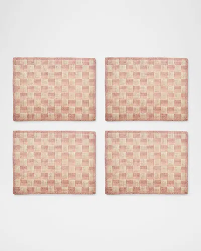 Mackenzie-childs Pink Check Sinamay Placemats, Set Of 4