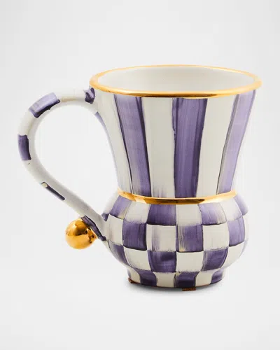 Mackenzie-childs Plum Check Ceramic Mug In Purple