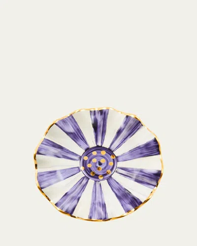 Mackenzie-childs Plum Check Ceramic Saucer In Animal Print