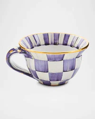 MACKENZIE-CHILDS PLUM CHECK CERAMIC TEACUP