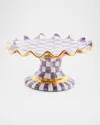 Mackenzie-childs Plum Check Fluted Ceramic Cake Stand