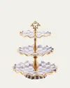 Mackenzie-childs Plum Check Fluted Ceramic Three-tier Sweet Stand