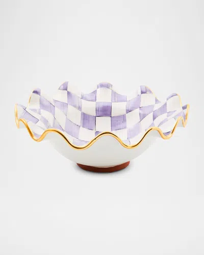 Mackenzie-childs Plum Check Medium Ceramic Fluted Serving Bowl In Multi