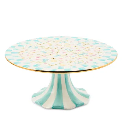Mackenzie-childs Posie Patch Small Ceramic Pedestal Platter In Multi