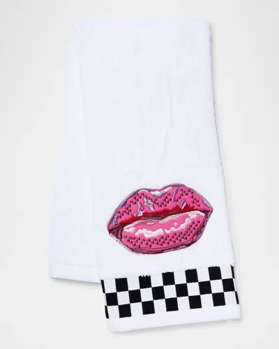 Mackenzie-childs Pucker Up Check Hand Towel In Red