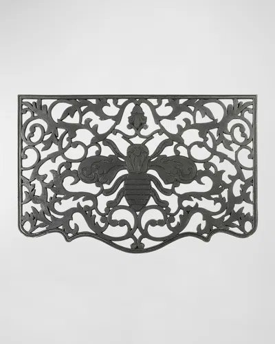 Mackenzie-childs Queen Bee Rubber Door Mat In Blue