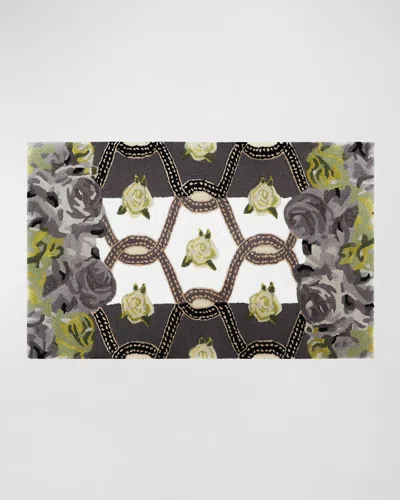 Mackenzie-childs Really Rosy Rug, 2' X 4' In Gray