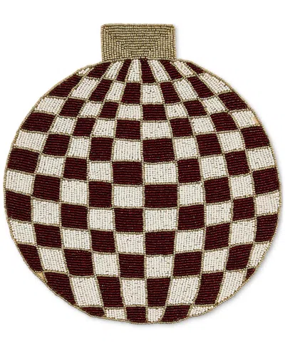 Mackenzie-childs Red Check Ornament Beaded Placemat In Multi