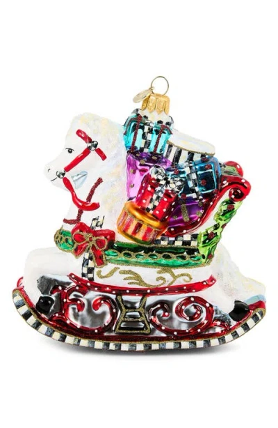 MACKENZIE-CHILDS MACKENZIE CHILDS ROCKING HORSE WITH GIFTS GLASS ORNAMENT