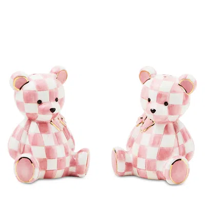 Mackenzie-childs Rosy Bear Salt & Pepper Set In Pink