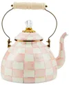 Mackenzie-childs Mackenzie Childs Rosy Check Enameled Steel 3-quart Tea Kettle In No Color