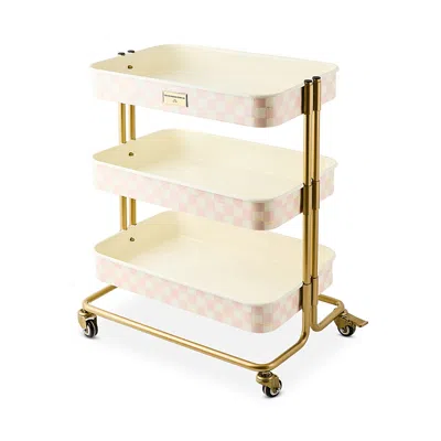 Mackenzie-childs Rosy Check 3 Tier Kitchen Cart In Multi
