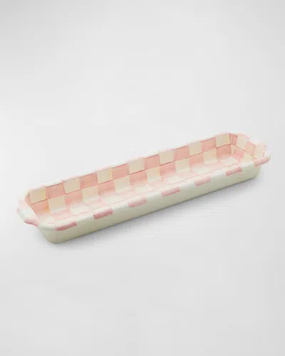 Mackenzie-childs Rosy Check Baguette Dish In Pink