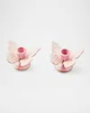 Mackenzie-childs Rosy Check Butterfly Candle Holders, Set Of 2