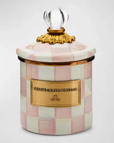 Mackenzie-childs Rosy Check Enamel Canister, Demi In Pink