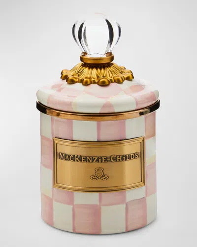Mackenzie-childs Rosy Check Enamel Canister, Mini In Pink