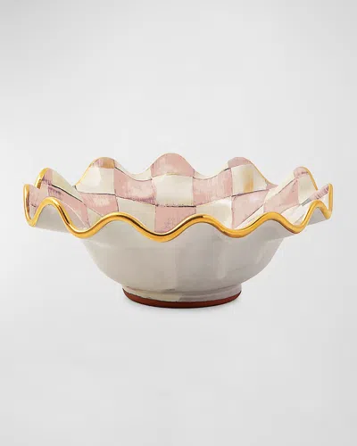 Mackenzie-childs Rosy Check Ceramic Fluted Breakfast Bowl In Multi