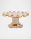 Mackenzie-childs Rosy Check Ceramic Fluted Cake Stand