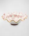 Mackenzie-childs Rosy Check Ceramic Fluted Serving Bowl