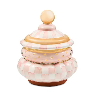 Mackenzie-childs Mackenzie Childs Rosy Check Ceramic Groovy Canister In Pink