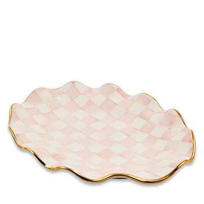 Mackenzie-childs Rosy Check Ceramic Large Serving Platter In Pink