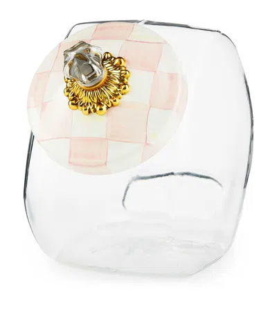 Mackenzie-childs Rosy Check Cookie Jar In White