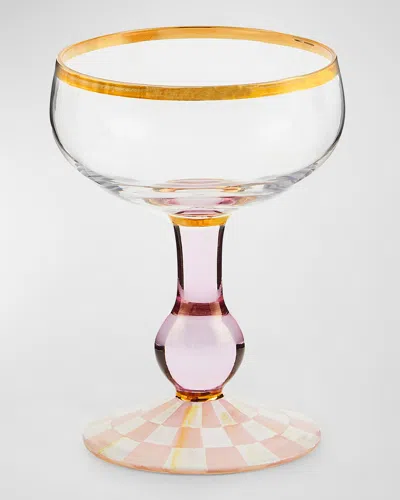 Mackenzie-childs Rosy Check Coupe Glass In Multi