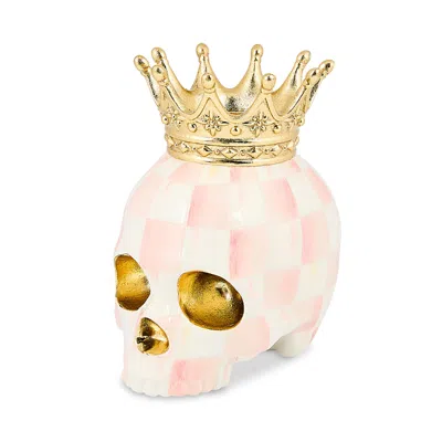Mackenzie-childs Rosy Check Crowned Skull In Pink
