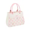 Mackenzie-childs Rosy Check Doodles Handbag Vase In Pink