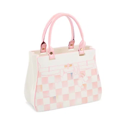 Mackenzie-childs Rosy Check Doodles Handbag Vase In Pink