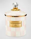 Mackenzie-childs Mackenzie Childs Rosy Check Enameled Steel Small Canister In Neutral