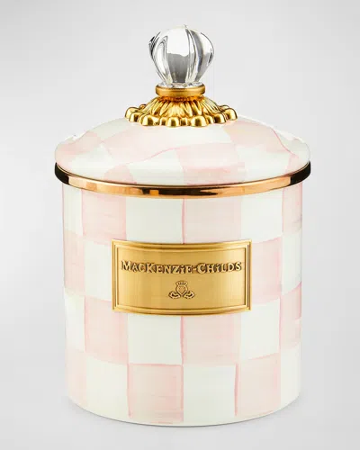 Mackenzie-childs Rosy Check Enamel Canister, Small In Pink